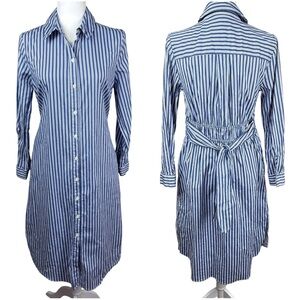Kate and Lily Midi Shirt Dress Blue White Striped Button Front 8